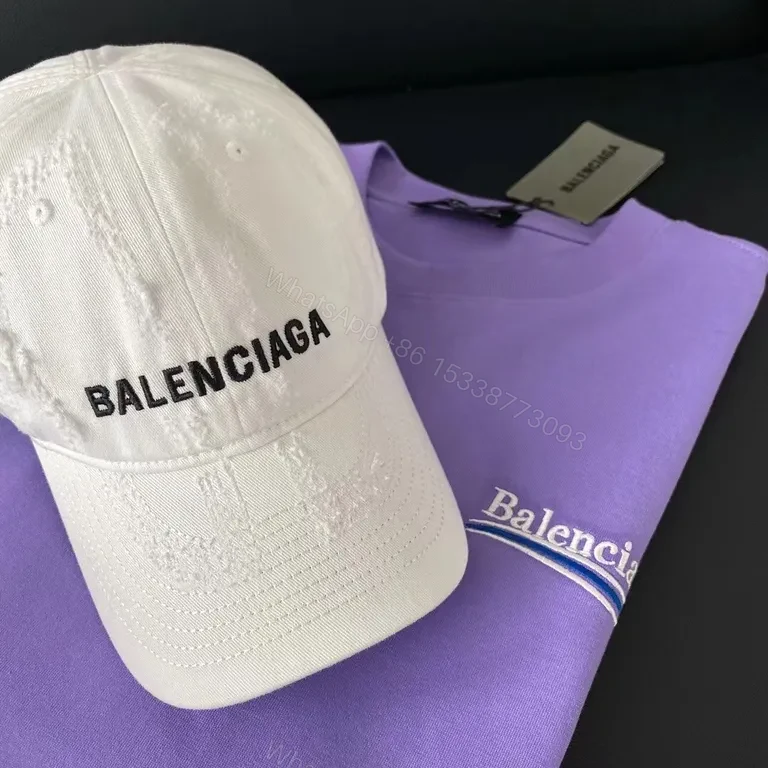 View 4 of Iconic White Balenciaga Logo Cap: Premium Cotton Twill Cap