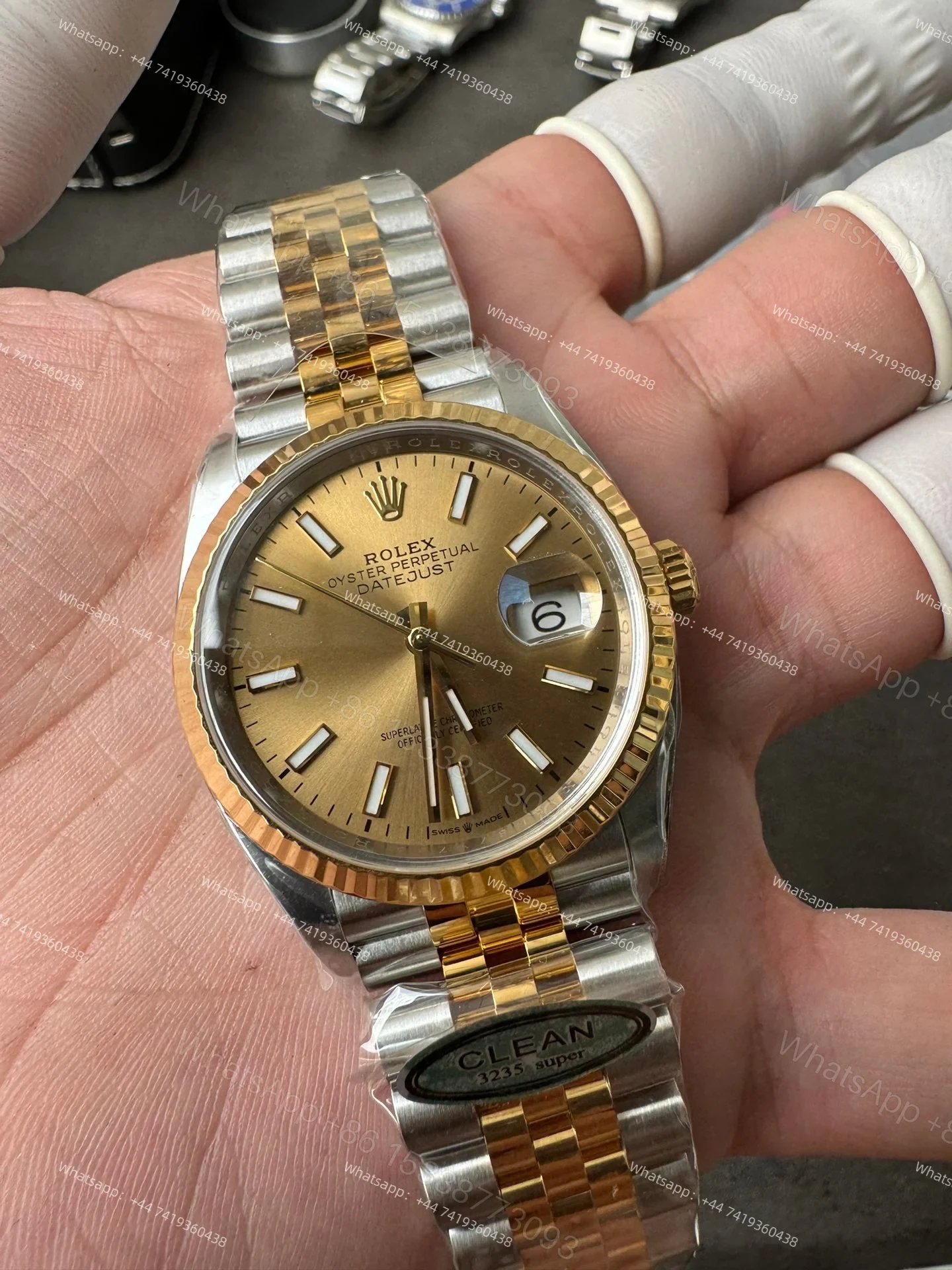 View 6 of Rolex Datejust M126233-0015 Gold Dial 1:1 Replica Jubilee 36MM 3235 Movement Super Clone Watch