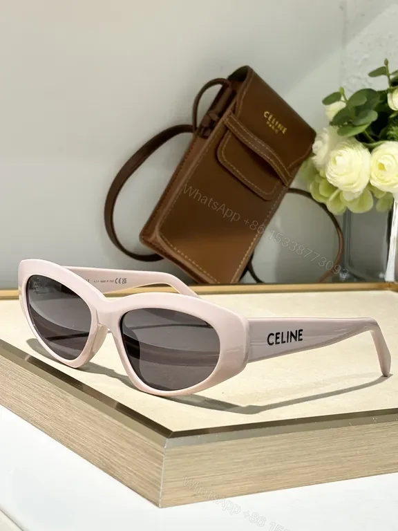 View 9 of Black Matte Cat-Eye Sunglasses | Acetate, UV400 Gradient, CELINE Detail
