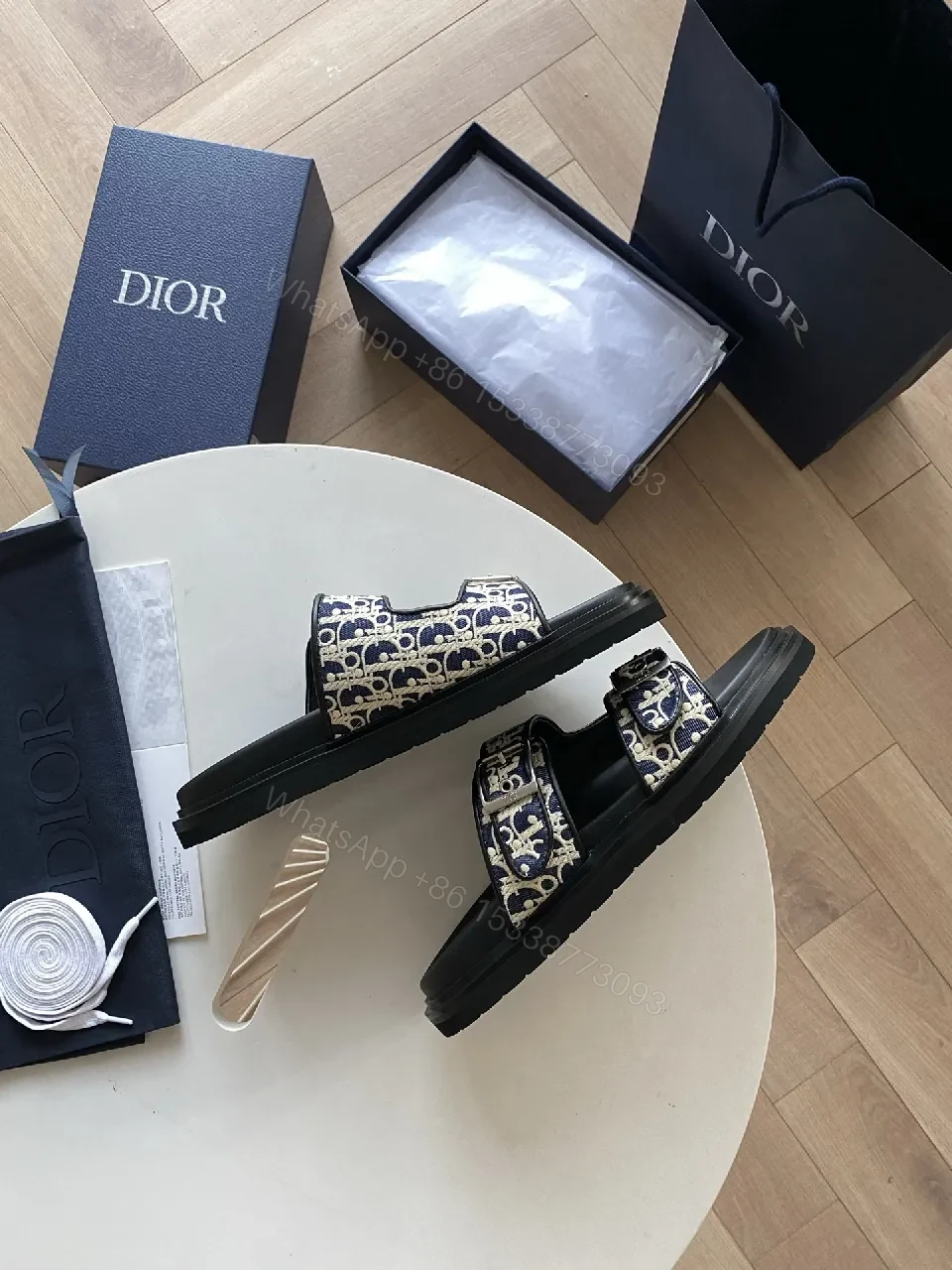 View 9 of Black Monogram Straps Sandals, Leather-Trim, Luxe Casual Comfort