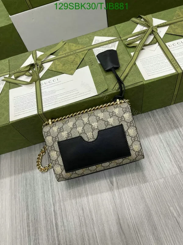 View 3 of Gucci Beige GG Supreme Canvas and Leather Small Shoulder Bag YT528