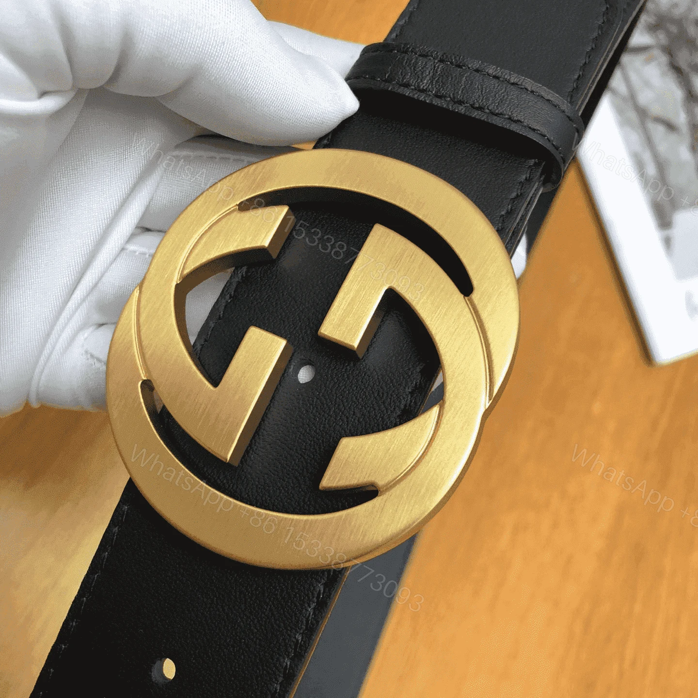 View 2 of GUCCI INTERLOCKING-G LEATHER BELT – B5