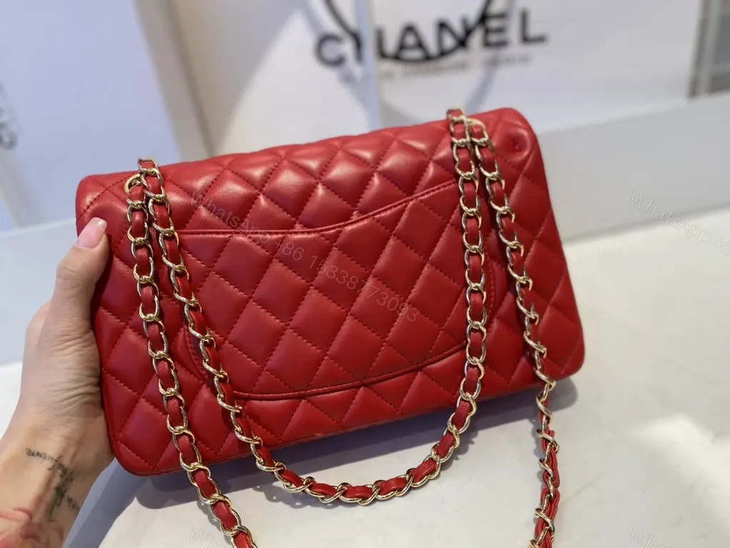 View 4 of Red Quilted Leather Crossbody with Gold Hardware Bag