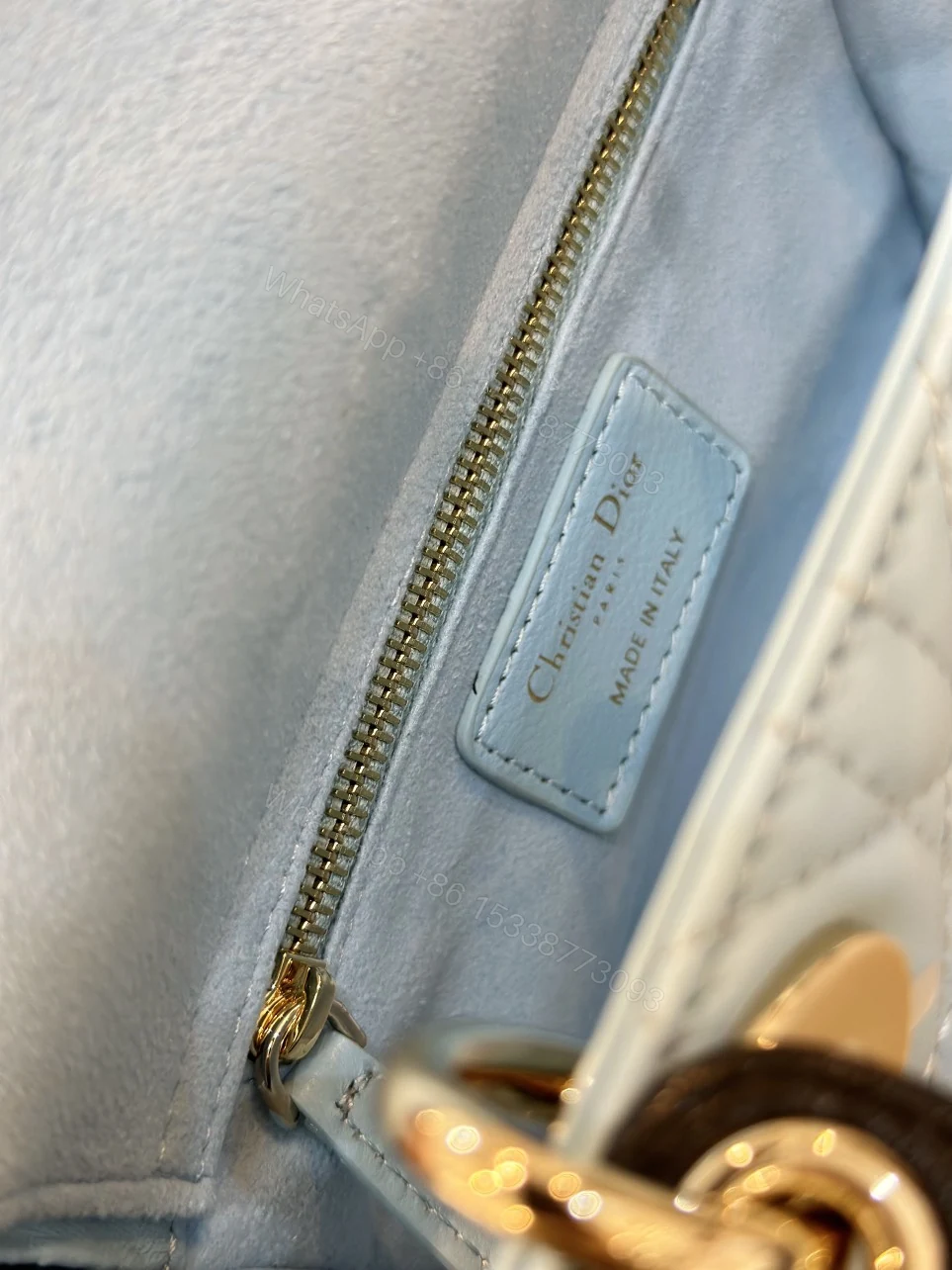 View 3 of Dior Lady Mini Handbag for Women Ice Blue Super Quality Cowhide 18cm
