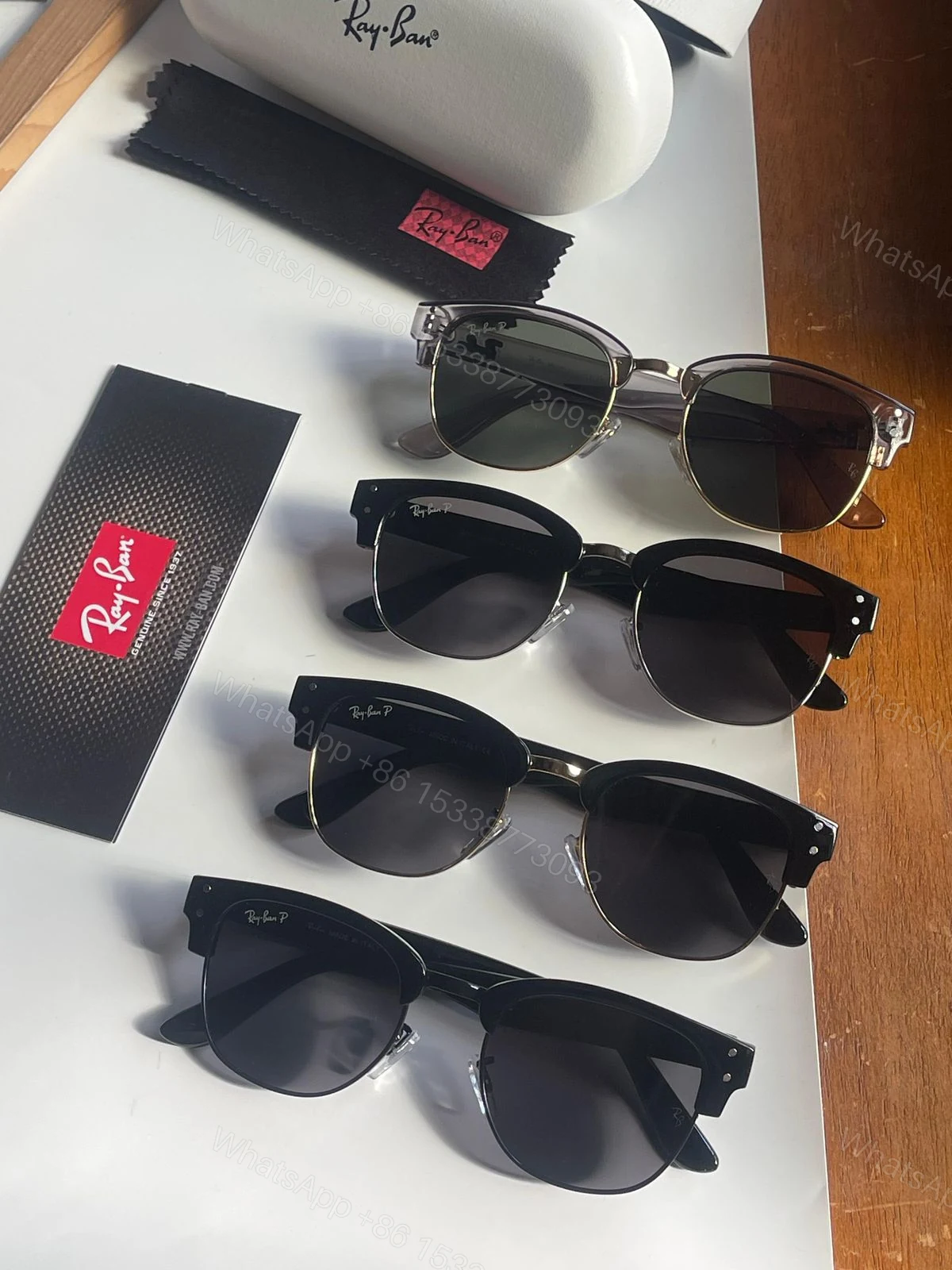 View 5 of Ray-Ban Clubmaster Black-Dark Polarized Metal