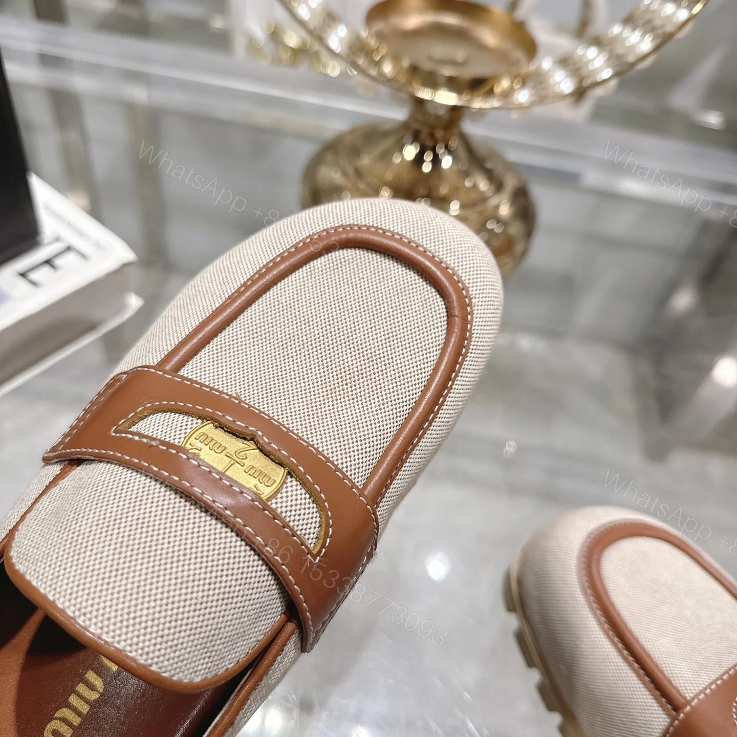 View 6 of MIUMIU CANVAS AND MULES BEIGE