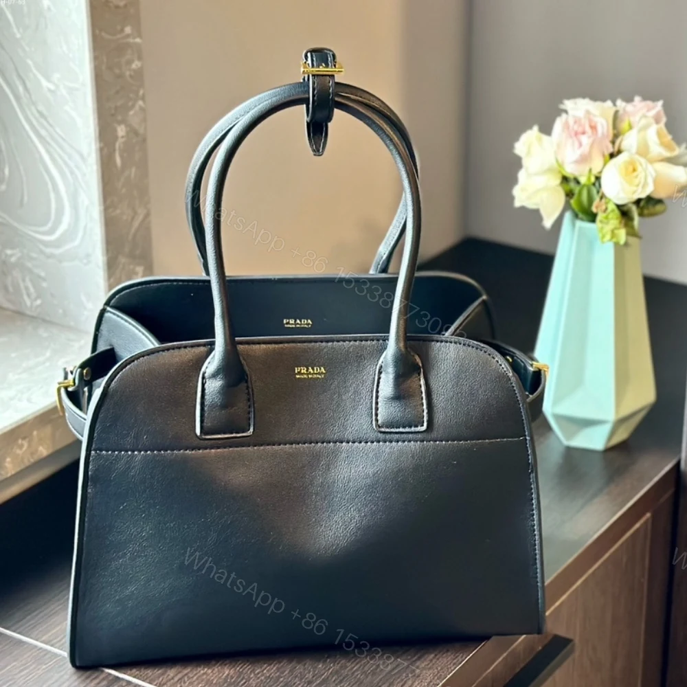 View 2 of PRADA LARGE TOTE BAG WITH BUCKLES BLACK 32CM