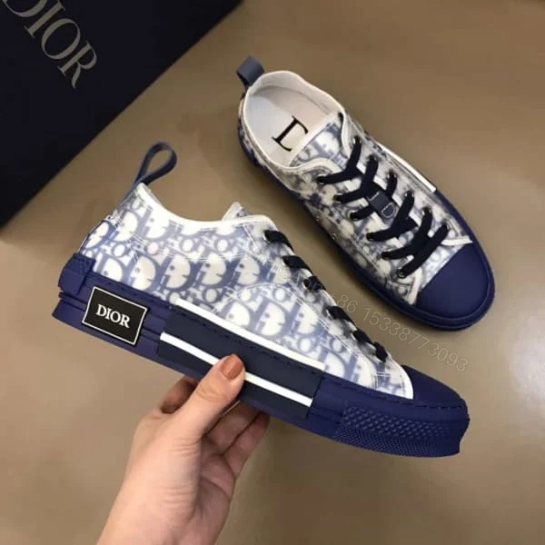 View 4 of DIOR B23 LOW-TOP SNEAKER IN BLUE DIOR OBLIQUE – CD84