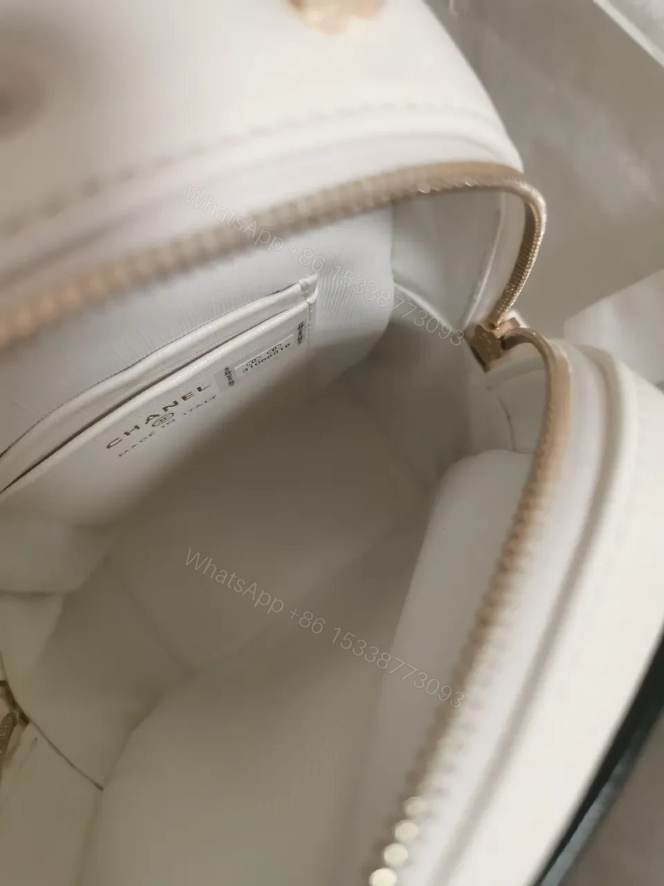 View 6 of Quilted White Bag with Gold Chain: Classic Mini Comfort