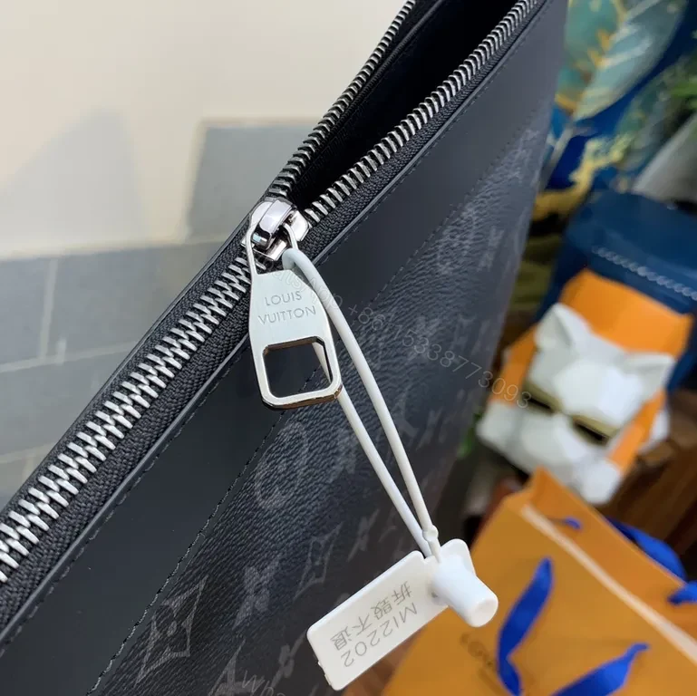 View 2 of Charcoal Monogram Canvas Clutch â€” Compact Luxury, All-Day Versatility
