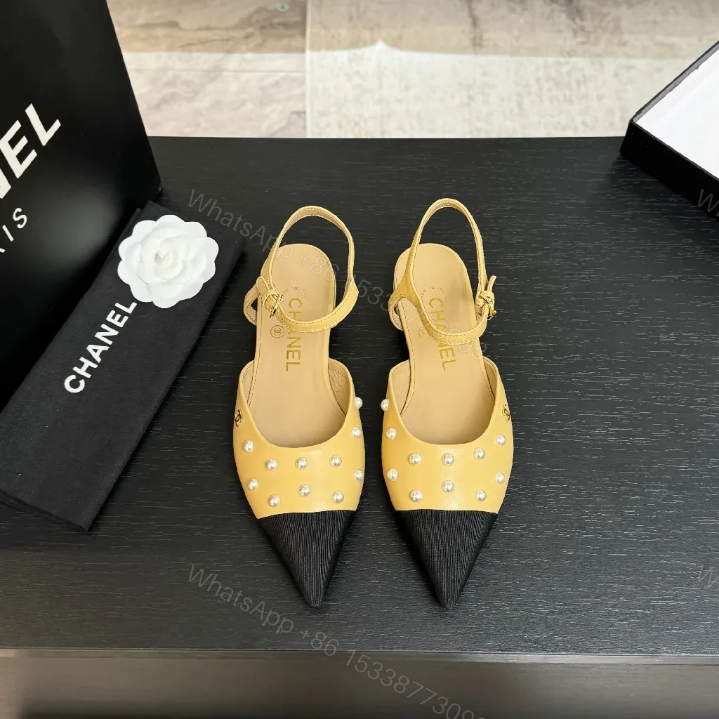 View 2 of Two-Tone Pearl Slingbacks: Knit-Style Heels, Comfort All Day