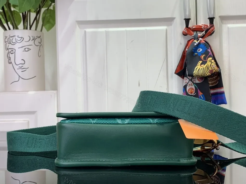 View 2 of Green Monogram Crossbody: Compact, Leather-Style Luxe Utility