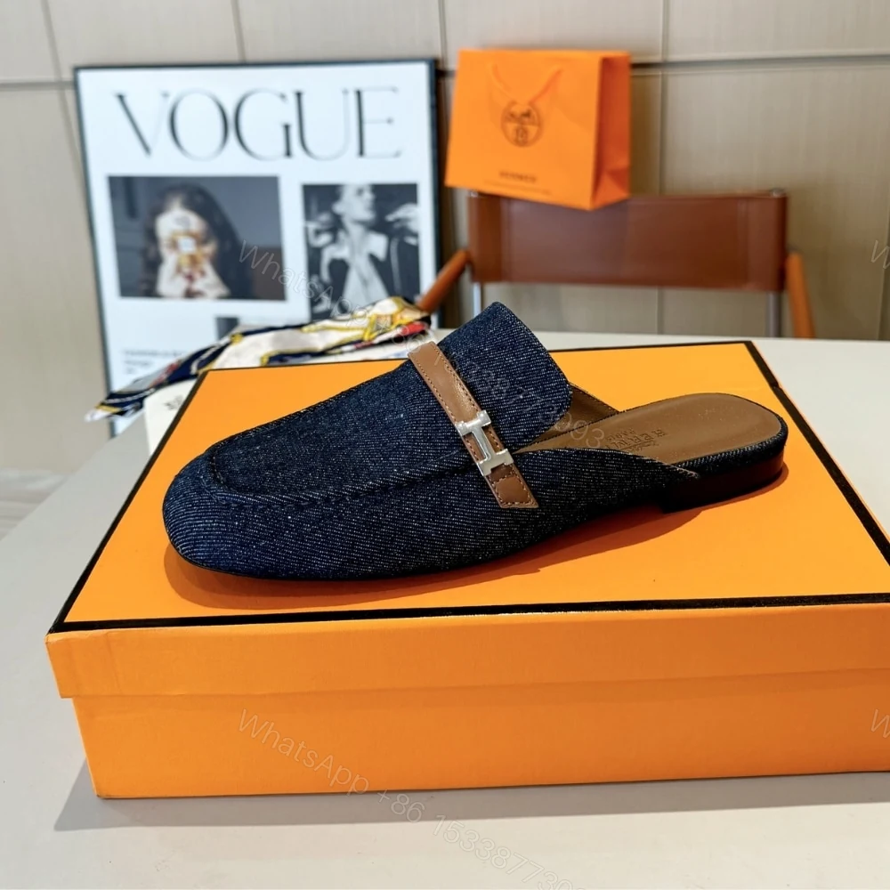 View 2 of HERMES LENA MULE DENIM DARK BLUE