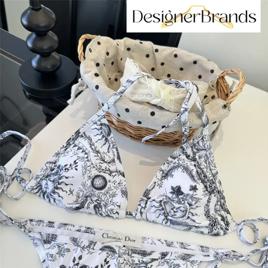 View 5 of Dior Toile de Jouy Soleil Black and White Two-Piece Bikini Set