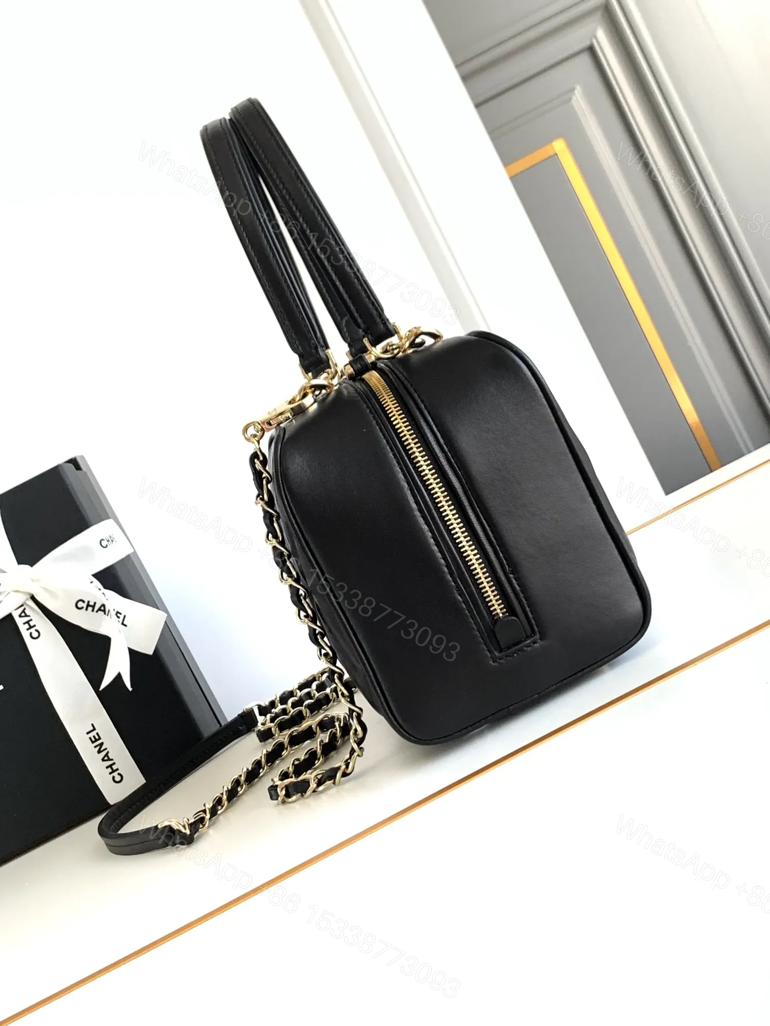 View 5 of Chanel Black Quilted Lambskin Leather Bag