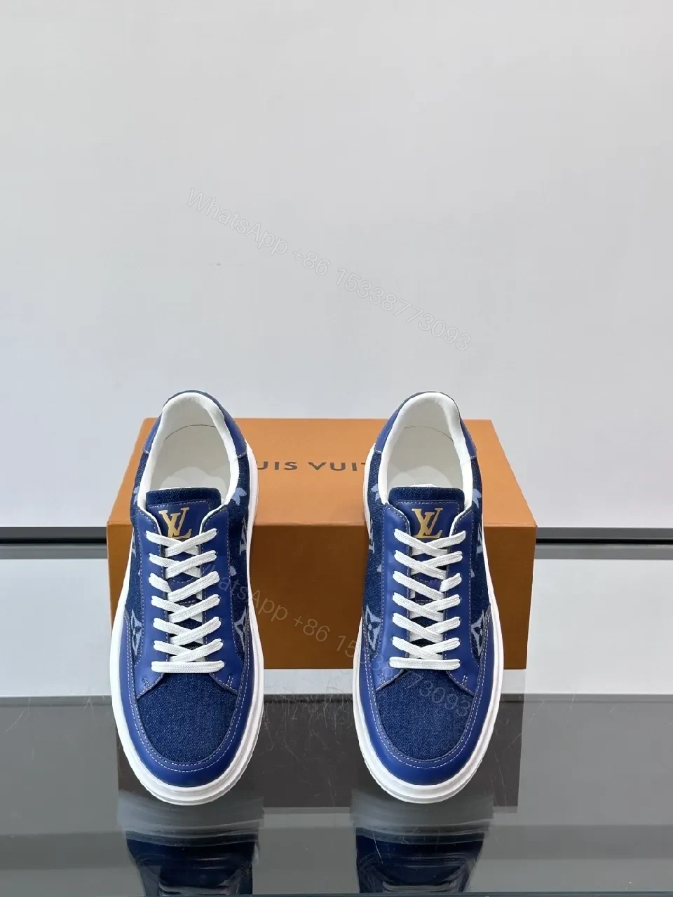 View 7 of Navy Denim Low-Top Sneakers: Luxe Street-Ready Comfort