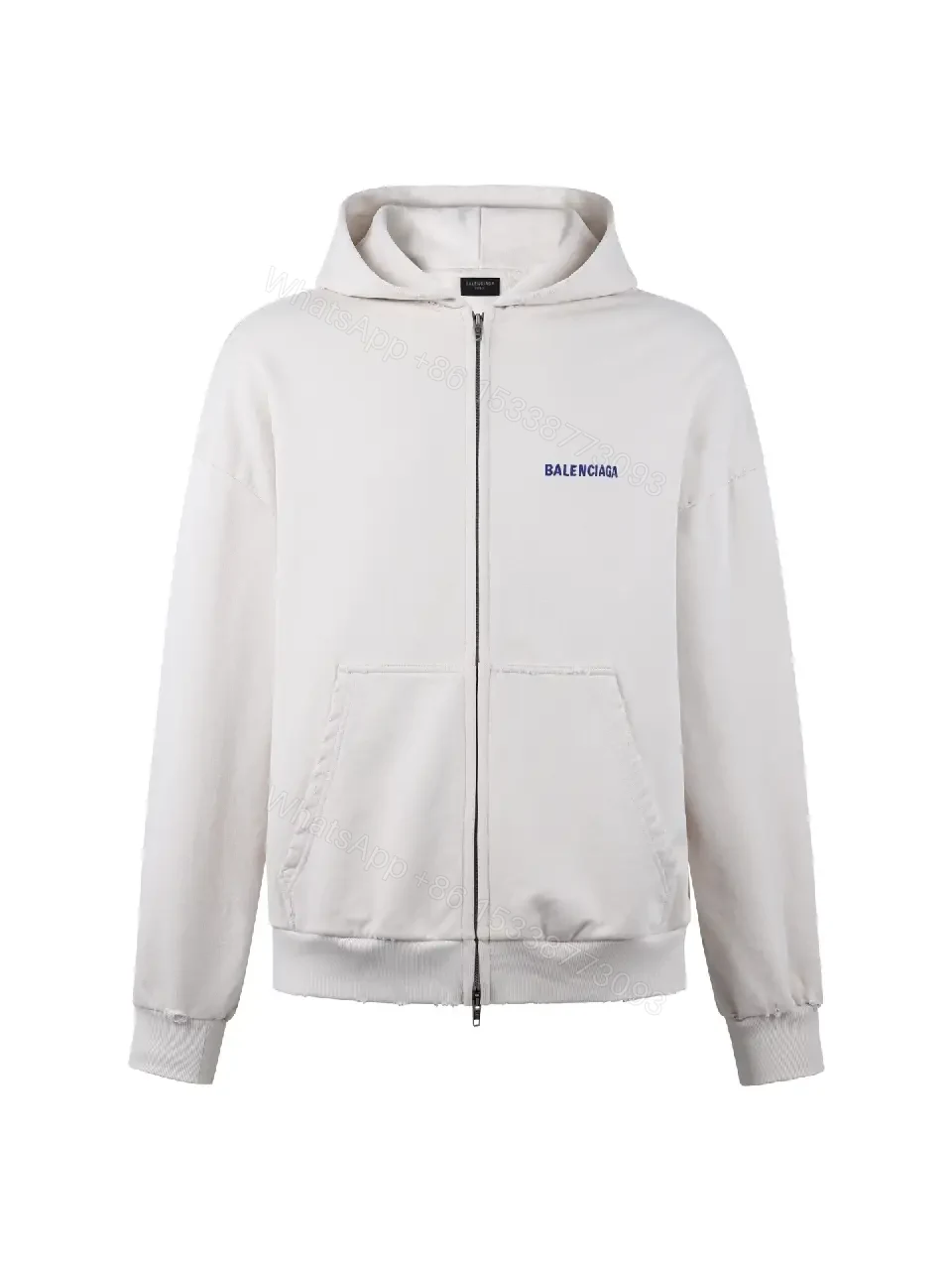 Serene Off-White Stone Hoodie Jacket: Minimal, Luxe, Modern — view 1