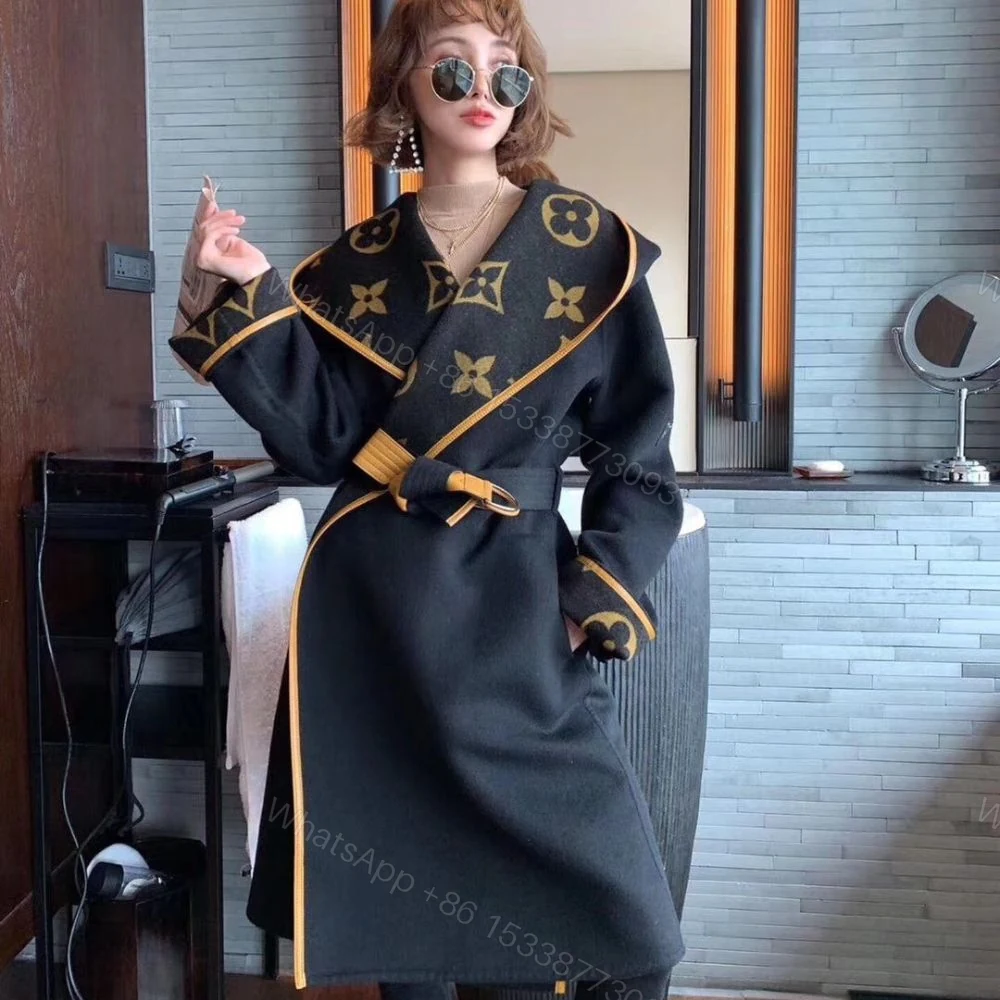 View 8 of Louis Vuitton Hooded Wrap Coat Monogram Wool In Black