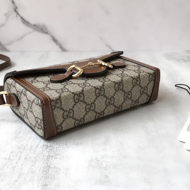 View 8 of Compact Monogram Crossbody: GG Supreme Canvas, Leather Trim