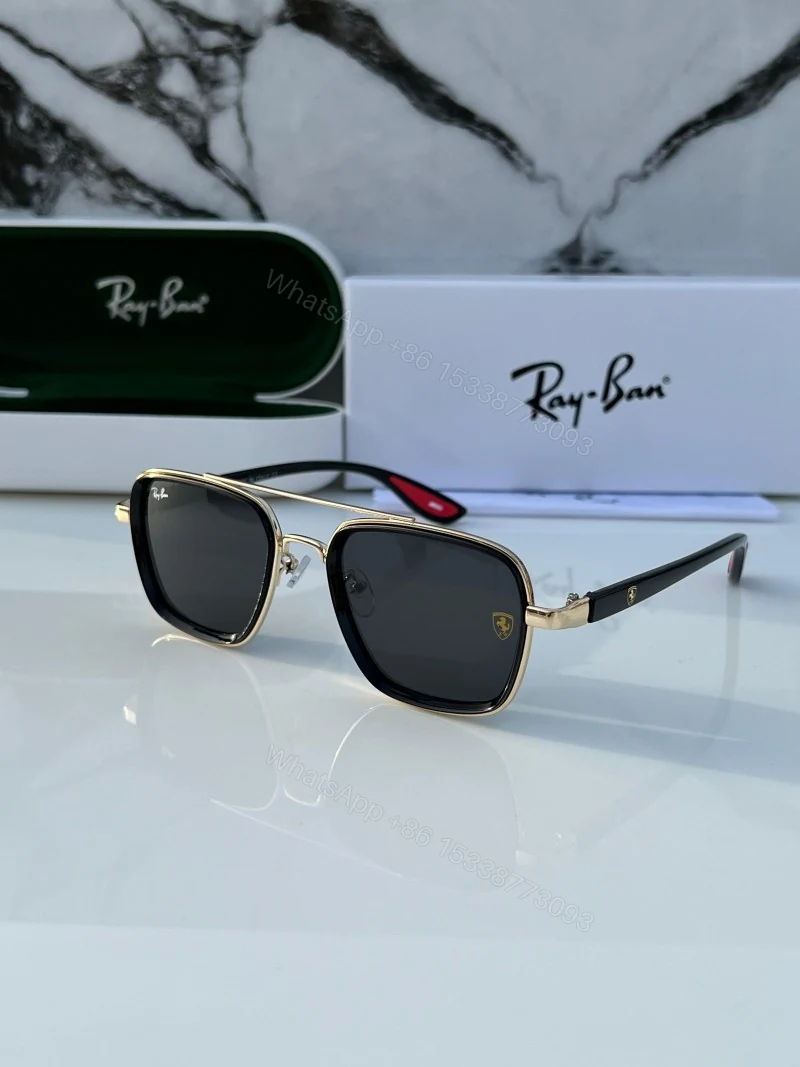 View 3 of First Copy Rayban 06 Gold Black Sunglasses