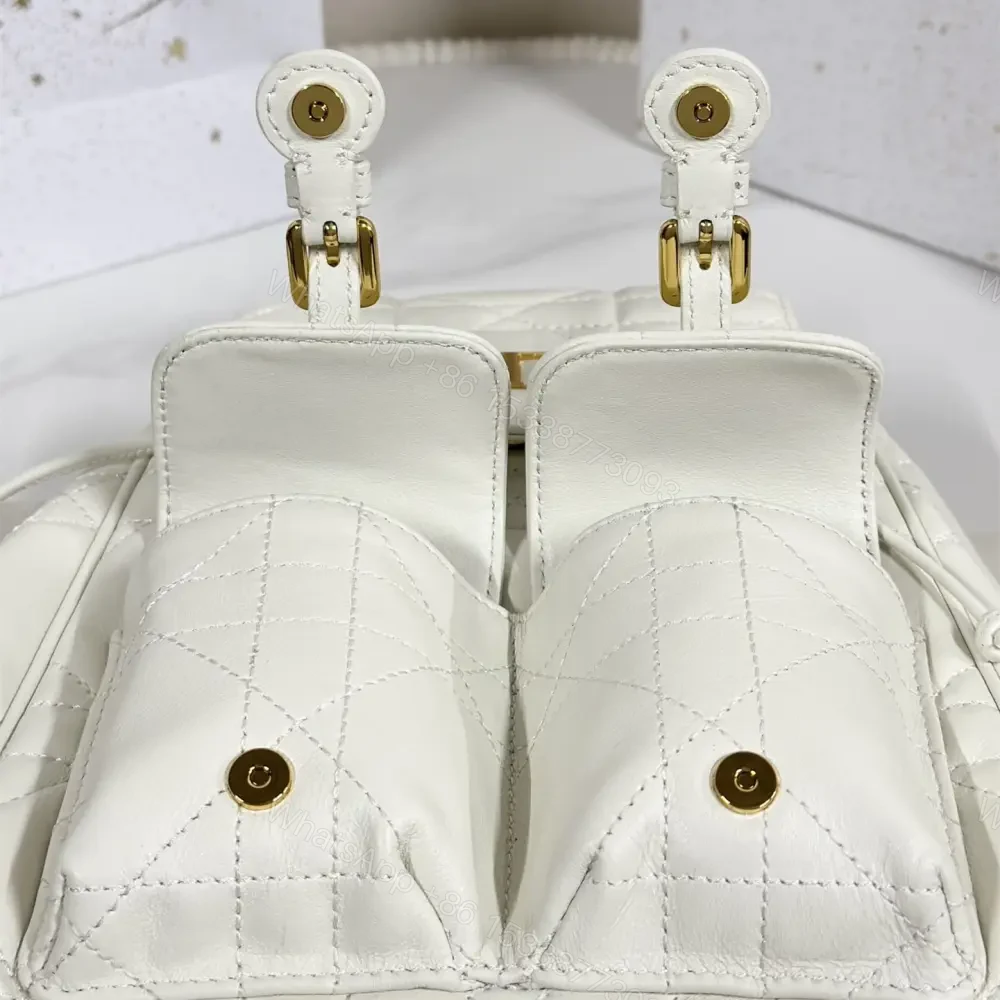View 9 of 高仿Dior*Caro系列M6301M030小羊皮雙肩包白色中號免檢版