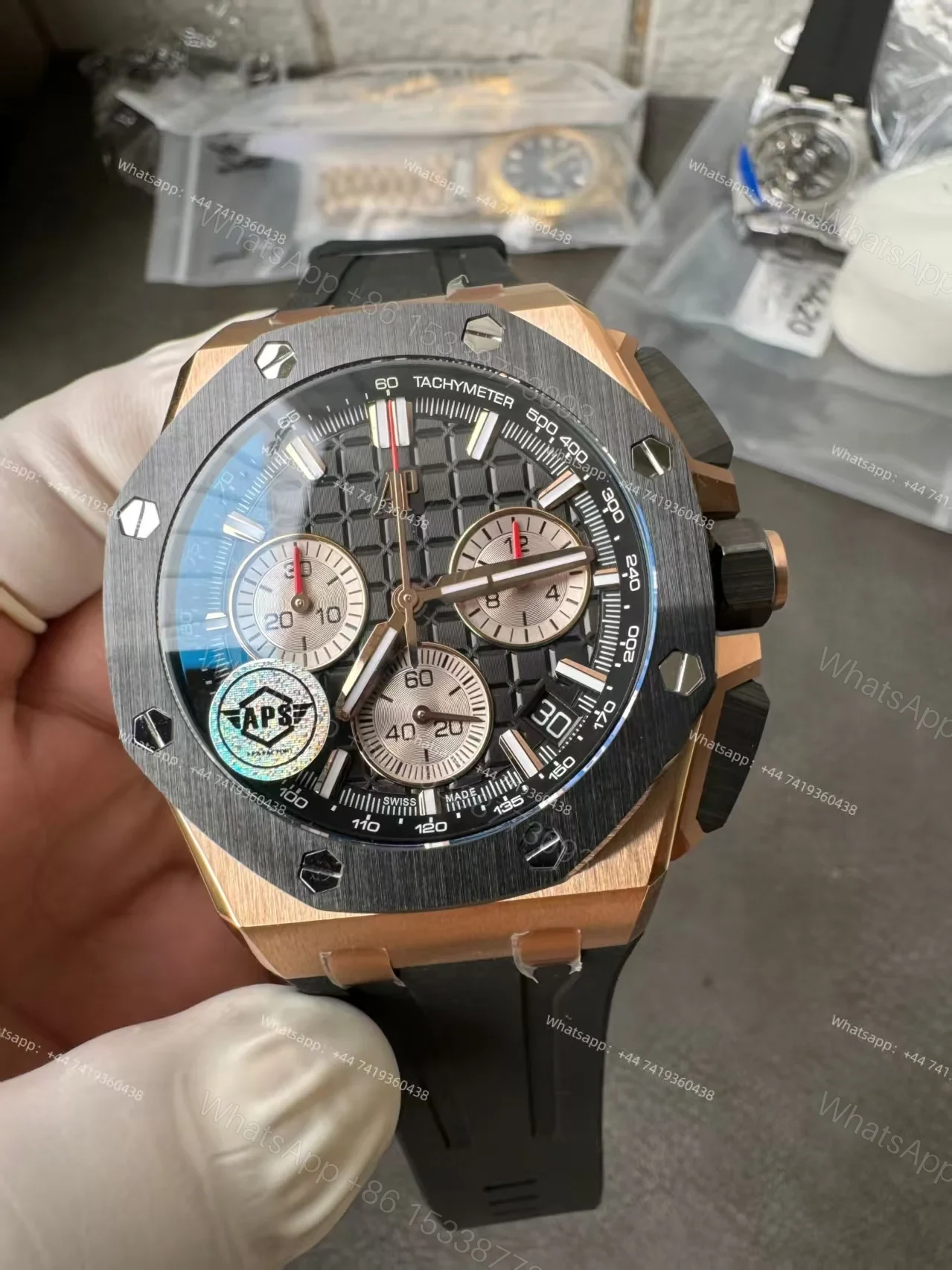 View 5 of Audemars Piguet Super Clone Royal Oak Offshore Rose Gold 26420 Black Dial Chronograph 43mm
