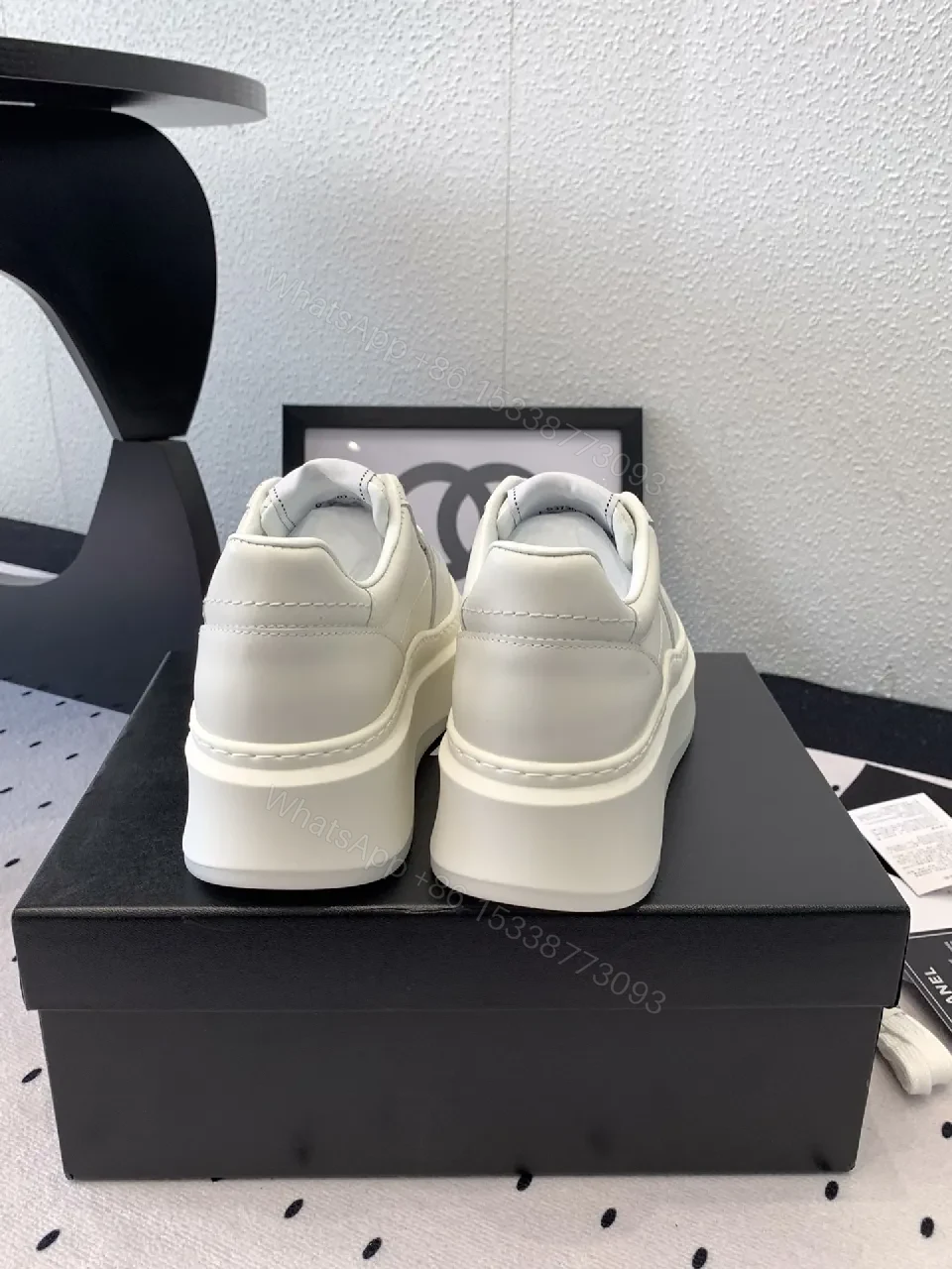 View 9 of White Leather Platform Sneakers, Elevated Luxury Footwear