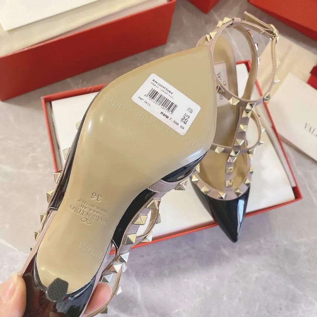 View 2 of Valentino Women Black Patent Leather Studded Heels