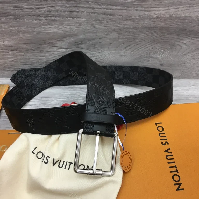 View 6 of Black Damier Belt with Signature Hardware - Luxe Coated Canvas