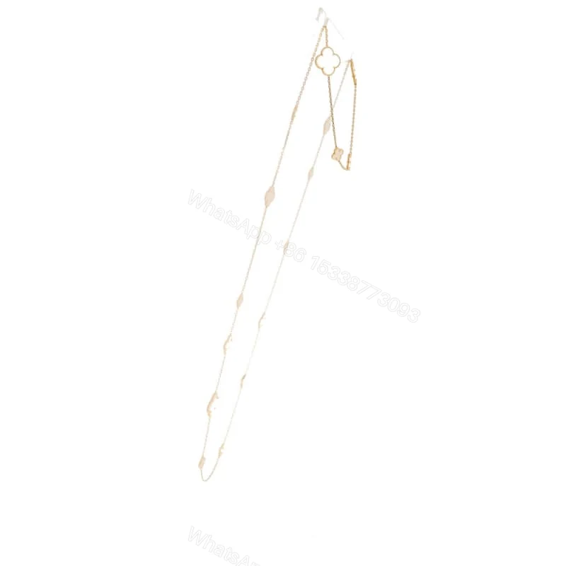 View 3 of 18K Yellow Gold Mother of Pearl 16 Motifs Magic Alhambra Necklace