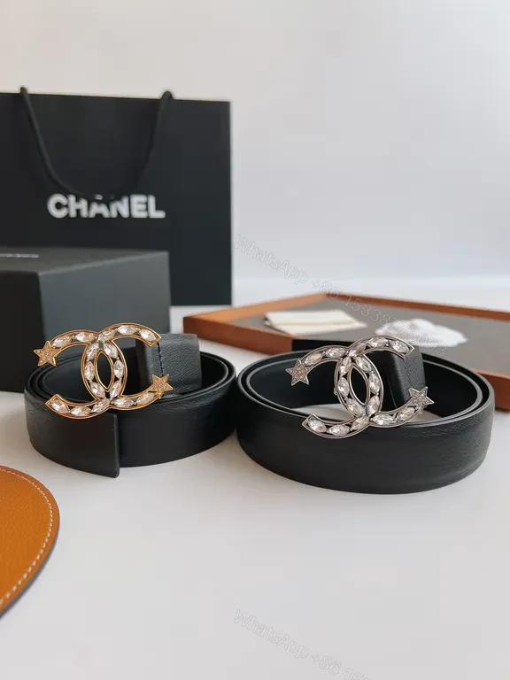 View 7 of Crystal CC Belt: Polished Leather Luxury Belt, All-Season Style