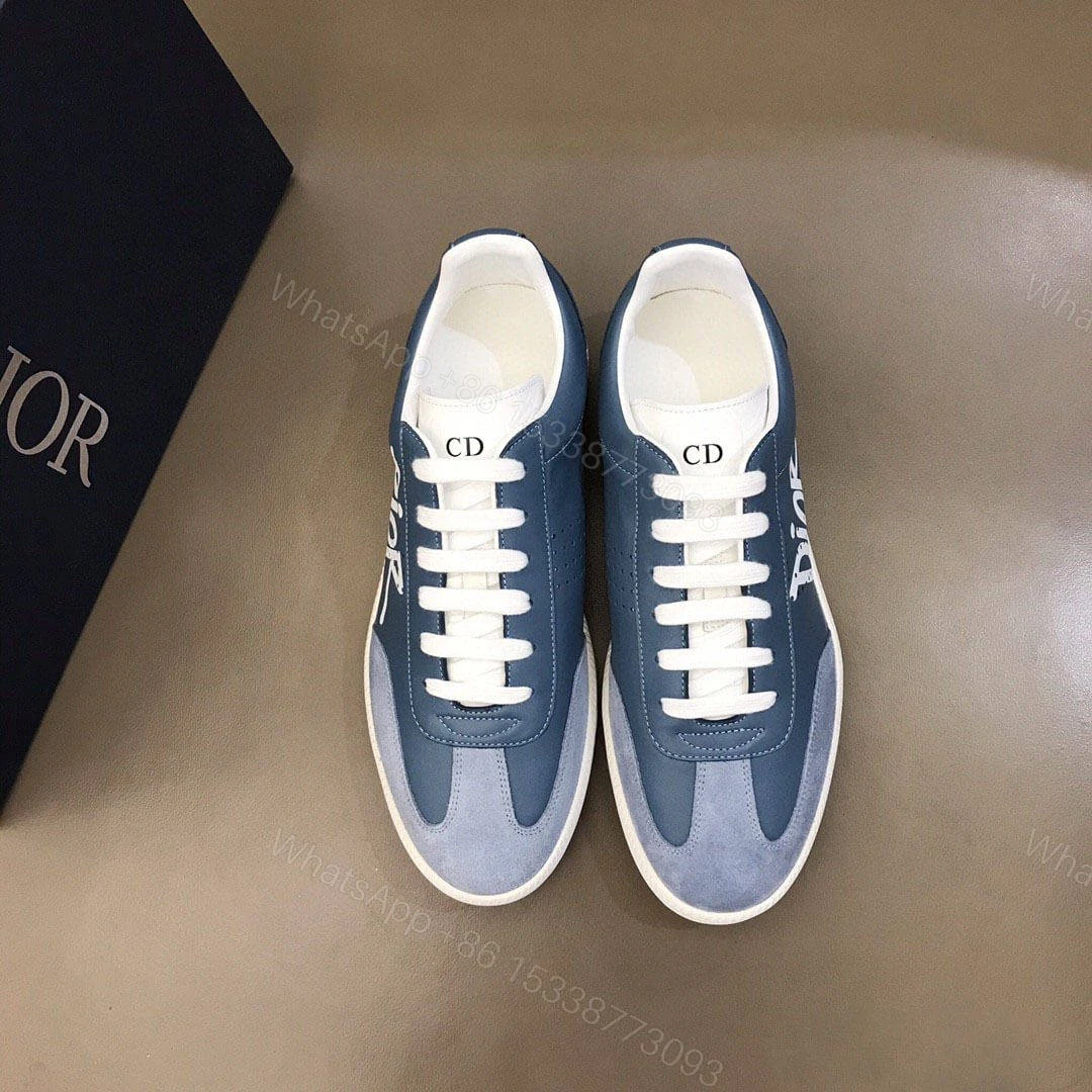 View 9 of DIOR B01 SNEAKER BLUE SMOOTH CALFSKIN AND SUEDE WITH DIOR AND SHAWN SIGNATURE – CD57