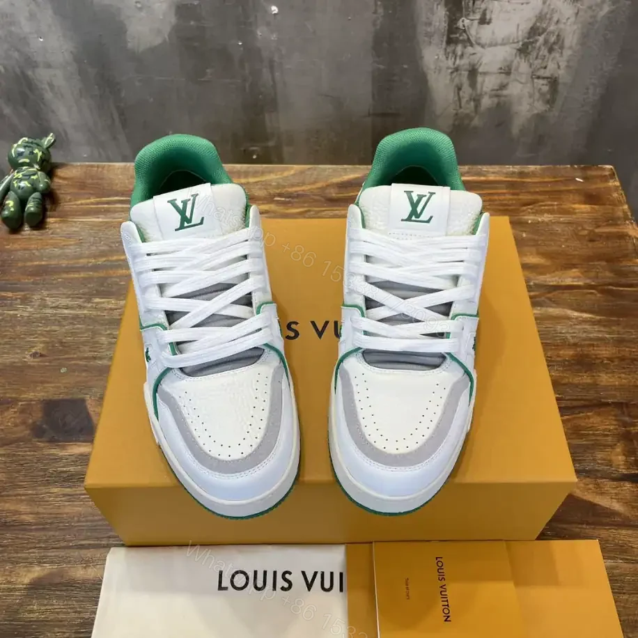 View 7 of LOUIS VUITTON LV TRAINER SNEAKERS IN WHITE AND GREEN – LSVT355