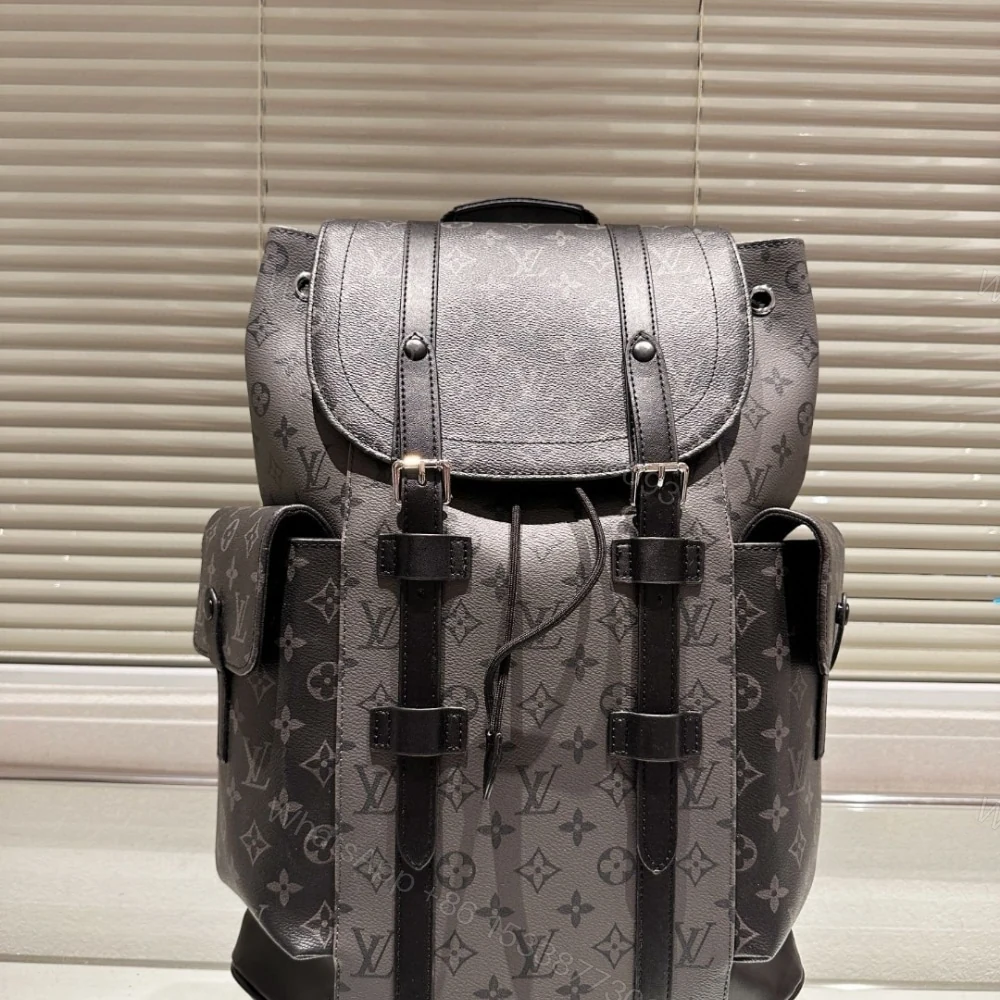 View 2 of Louis Vuitton Christopher MM Monogram Eclipse Black And Grey 44Cm M45419