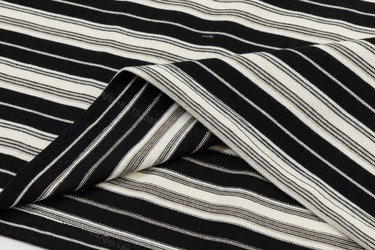 View 5 of Striped Knit Crewneck: Subtle Logo, Versatile Luxury Knit
