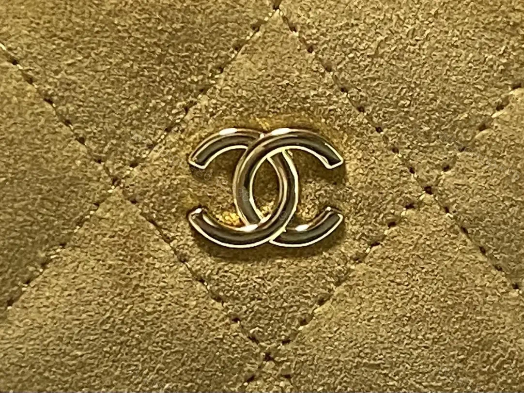 View 10 of Tan/Suede Leather Quilted Shoulder Bag Chanel Logo Accent Bag