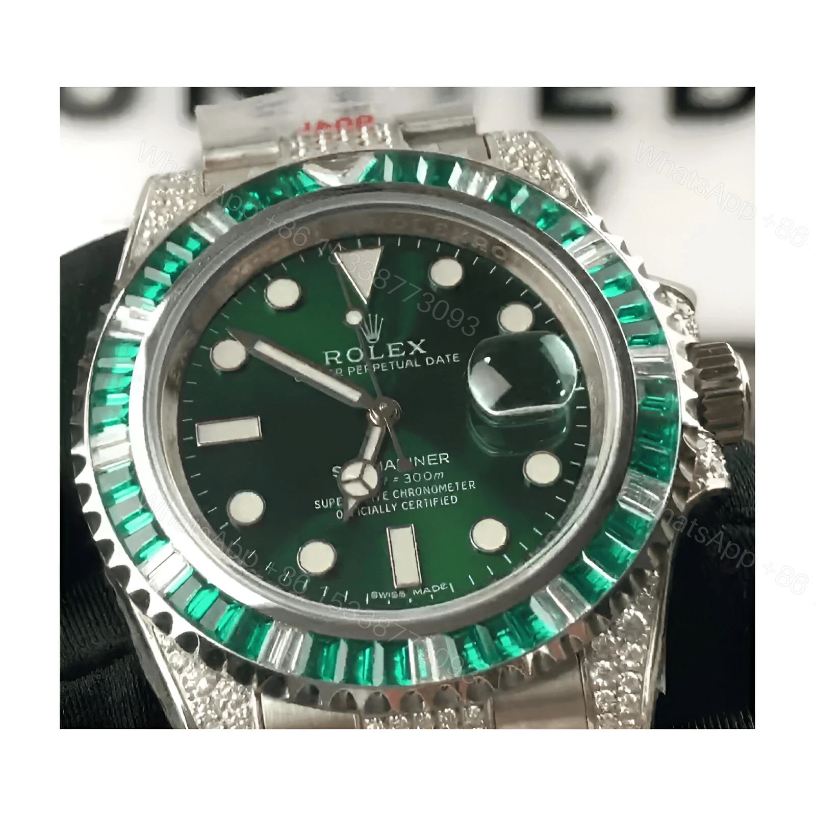 Rolex Submariner Hulk 116610LV Diamond Green Dial Iced Out Replica — view 1