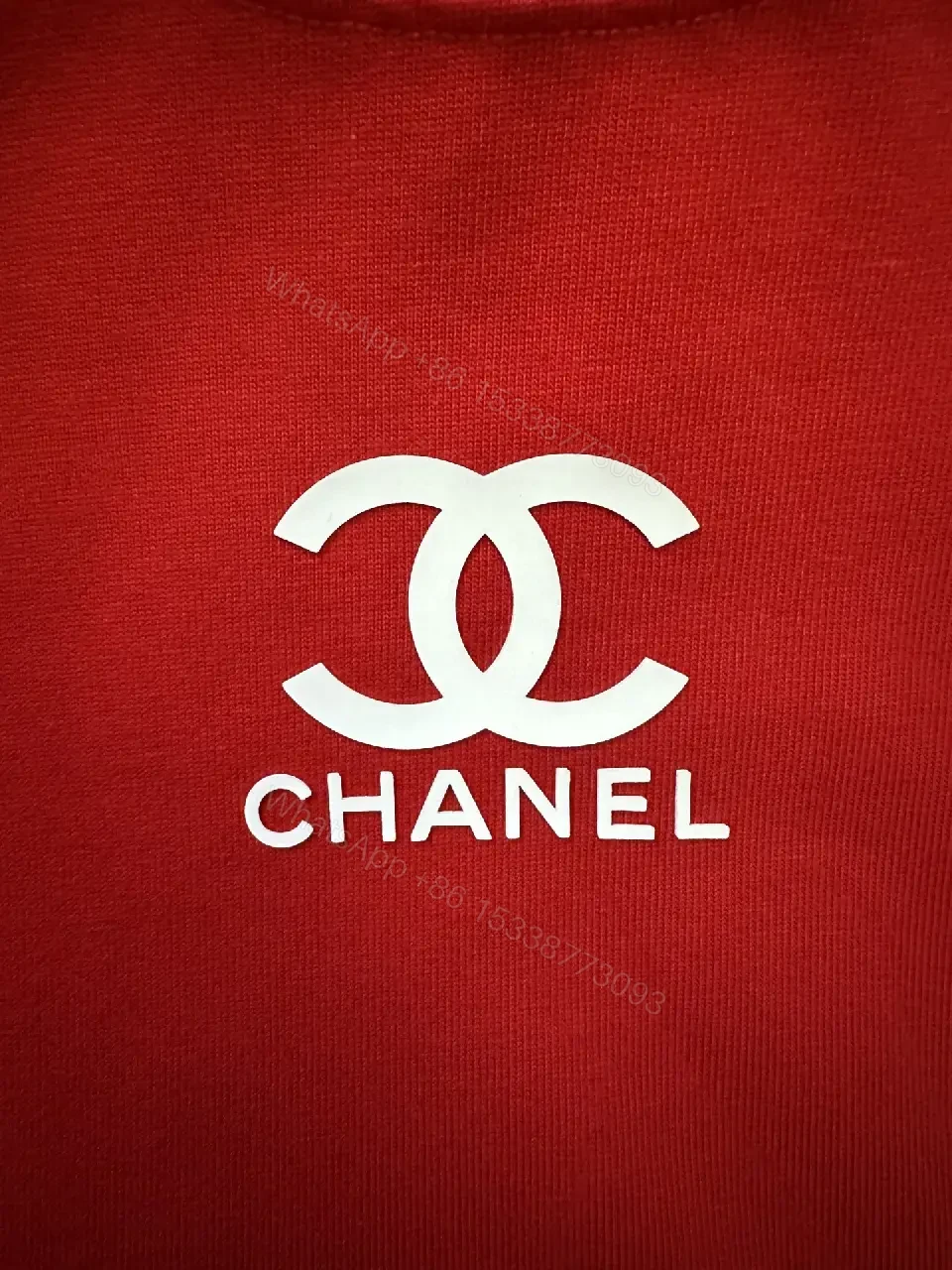 View 2 of Bold Red Silk-Soft Tee with Signature Logo, Casual Luxury Tee