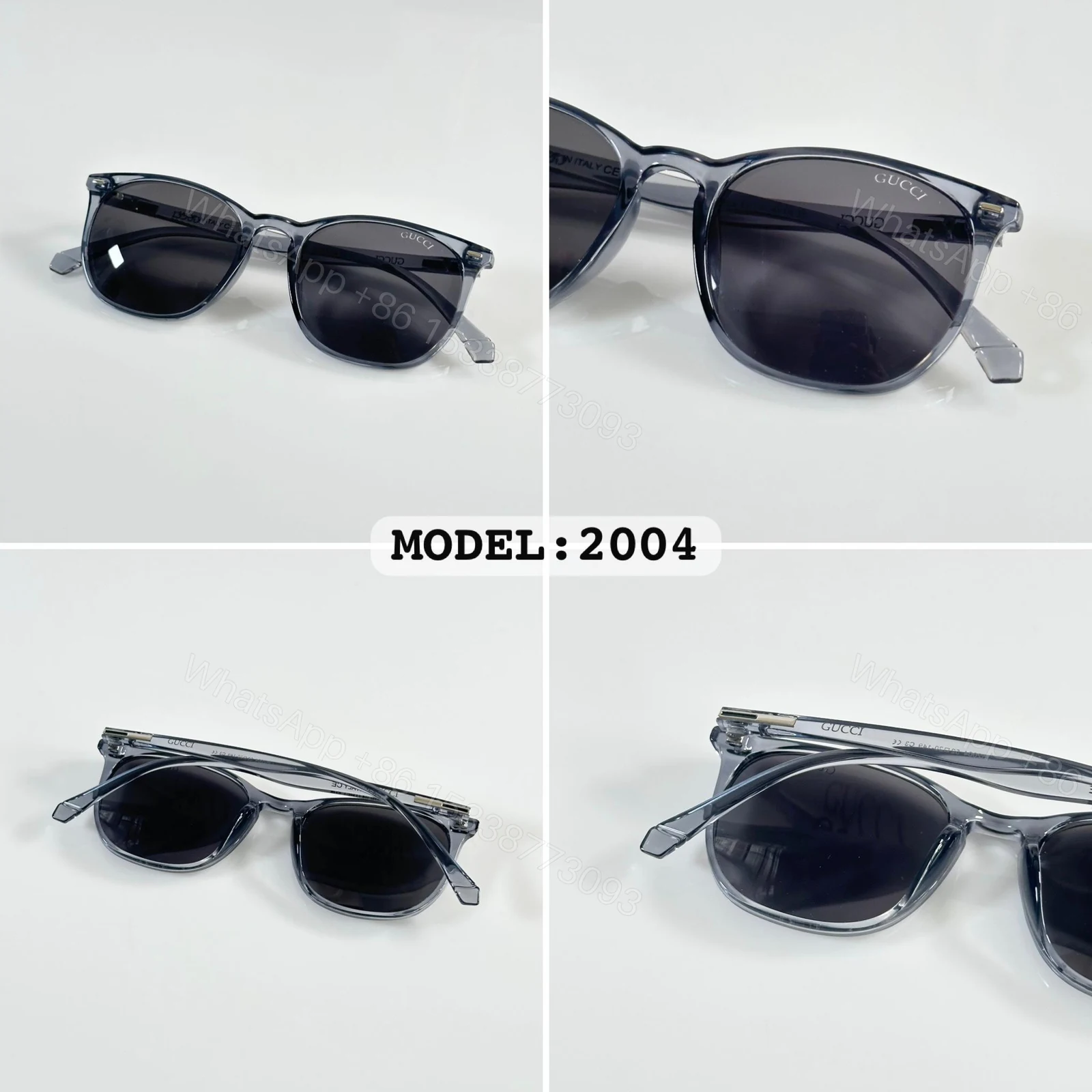 View 4 of Gucci 2004 Transparent Gray Round Sunglasses