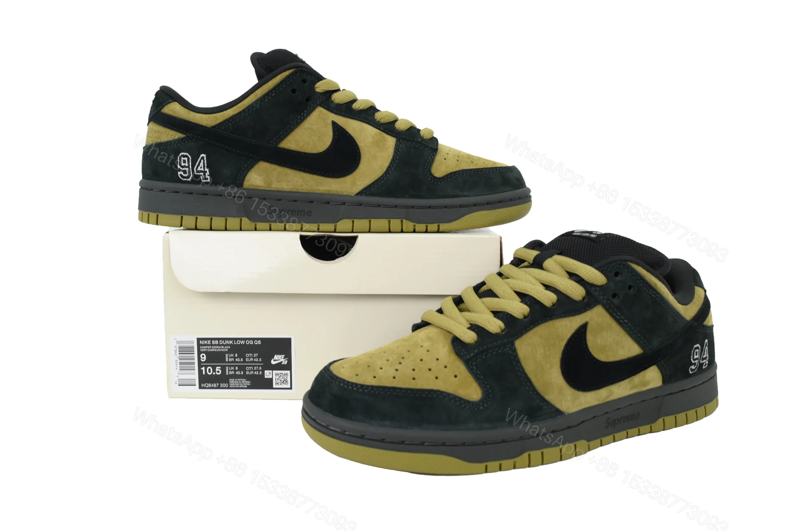 View 9 of Nike Supreme x Dunk Low SB 'Camper Green' HQ8487-300