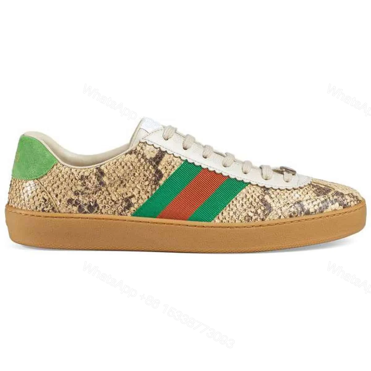 GUCCI MEN’S NATURAL G74 PYTHON TRAINER WITH WEB – GC35 — view 1