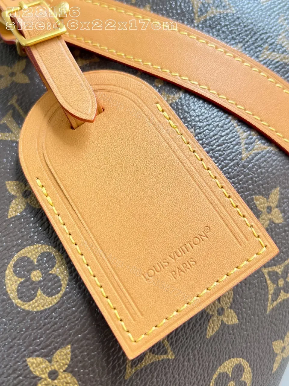 View 6 of Monogram Barrel Bag: Tan Leather Trim, Structured Travel Essential