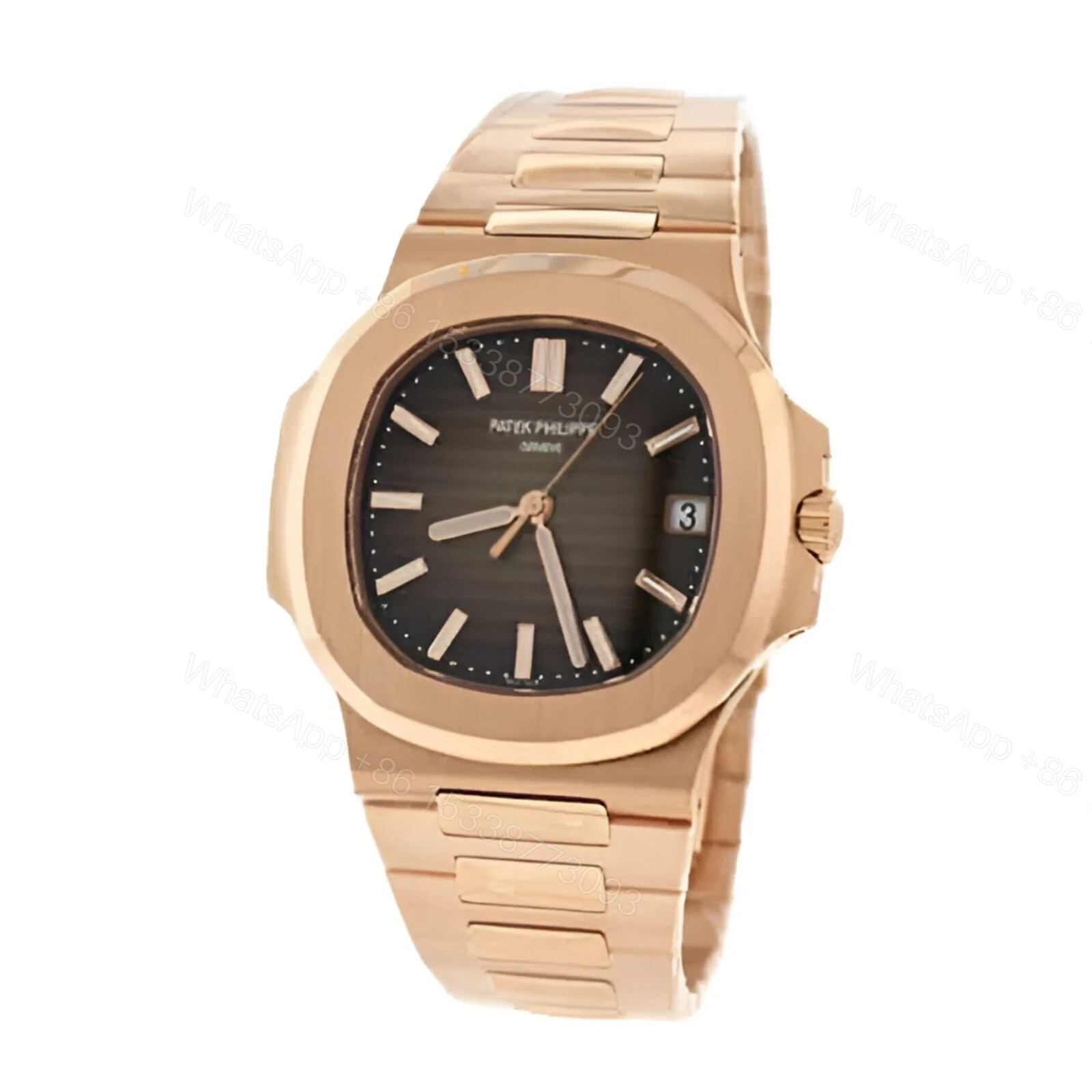 View 2 of Patek Philippe Nautilus Rose Black Dial Replica