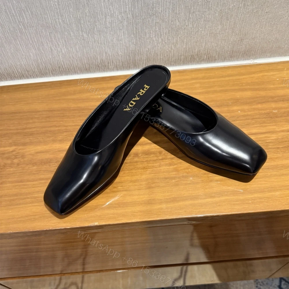 View 8 of 高仿Prada*1S825N方頭皮質休閒拖鞋黑色免檢版
