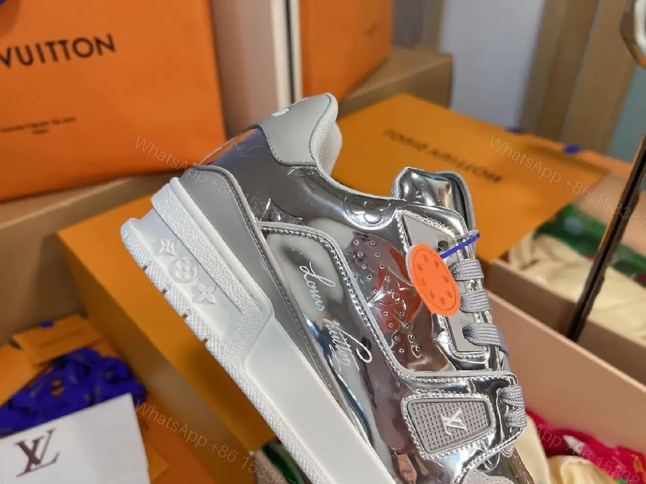 View 8 of Sparkling Metallic Sneaker: Luxury Comfort, Designer-Inspired Style
