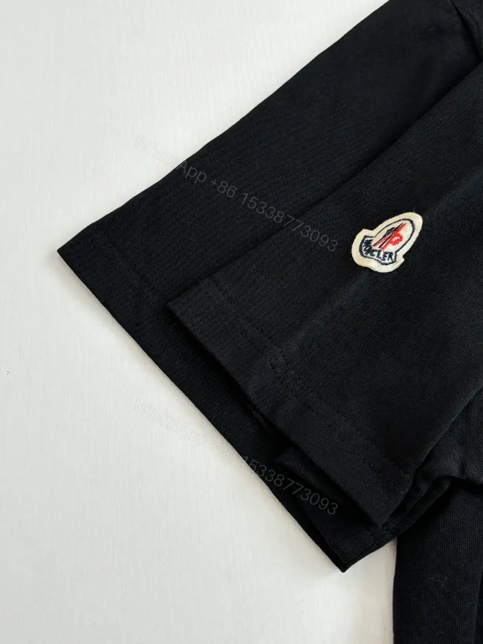 View 10 of Black Cotton Tee with Moncler Logo Collar