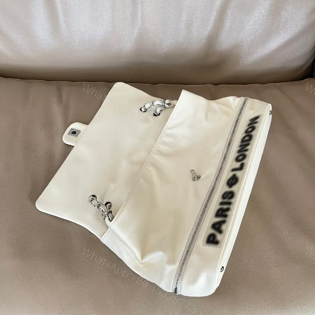 View 5 of White Leather-Accent Satchel: Sleek, Structured Luxury Tote