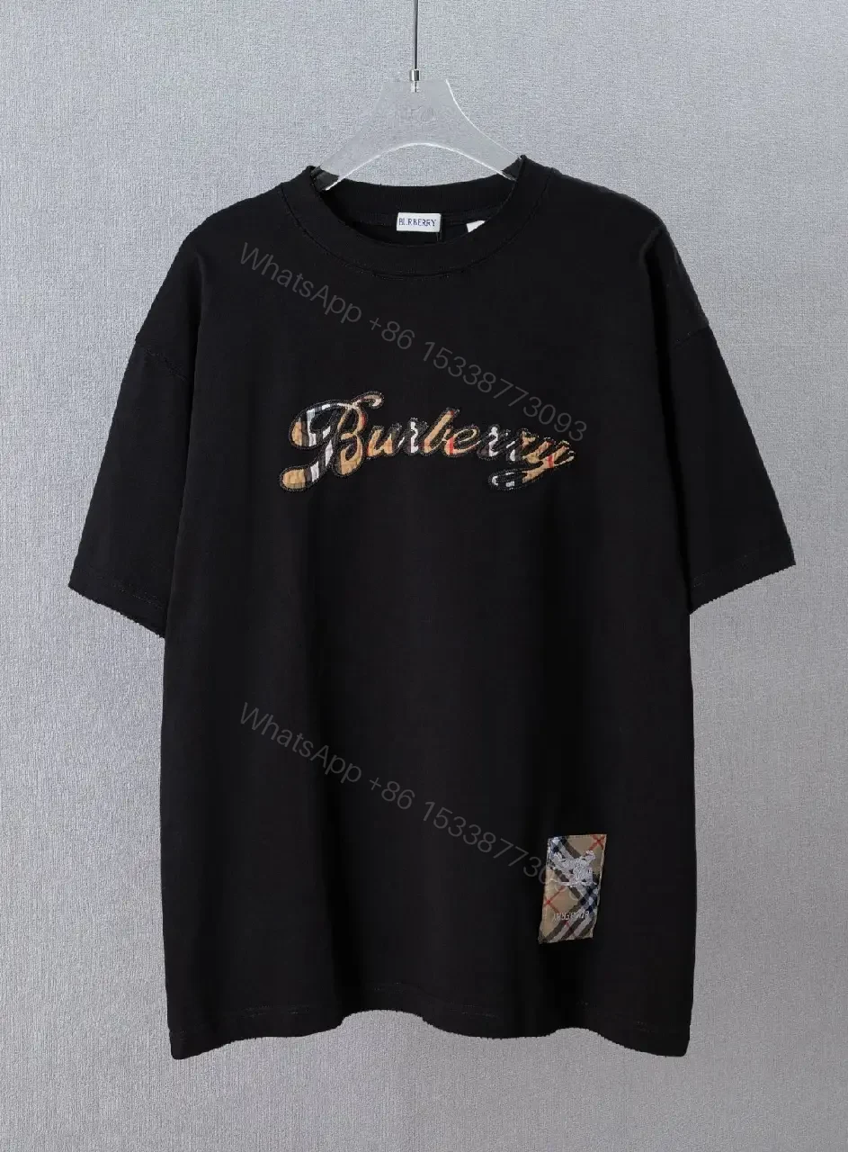 View 4 of Black Burberry Script Logo Floral Print Oversized Tee T-Shirt