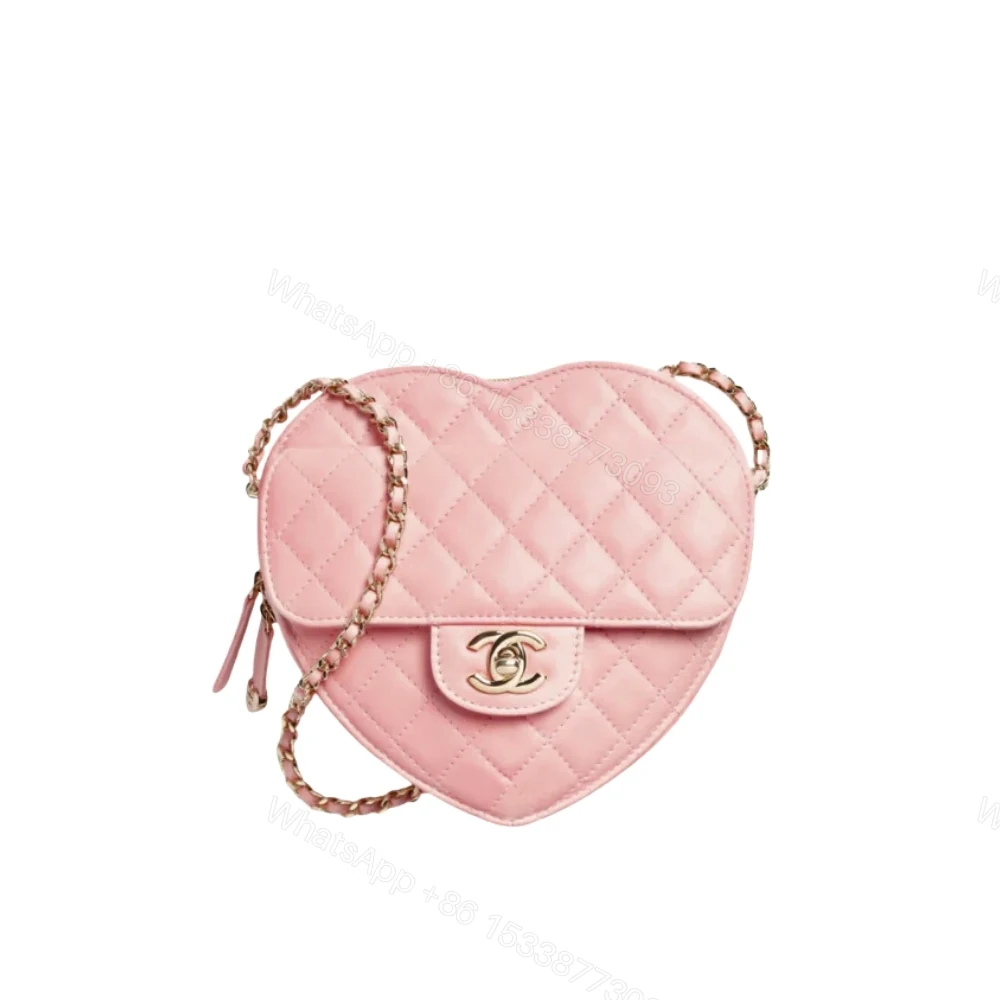 Chanel Heart Bag Gold Tone Metal Light Pink 16Cm — view 1