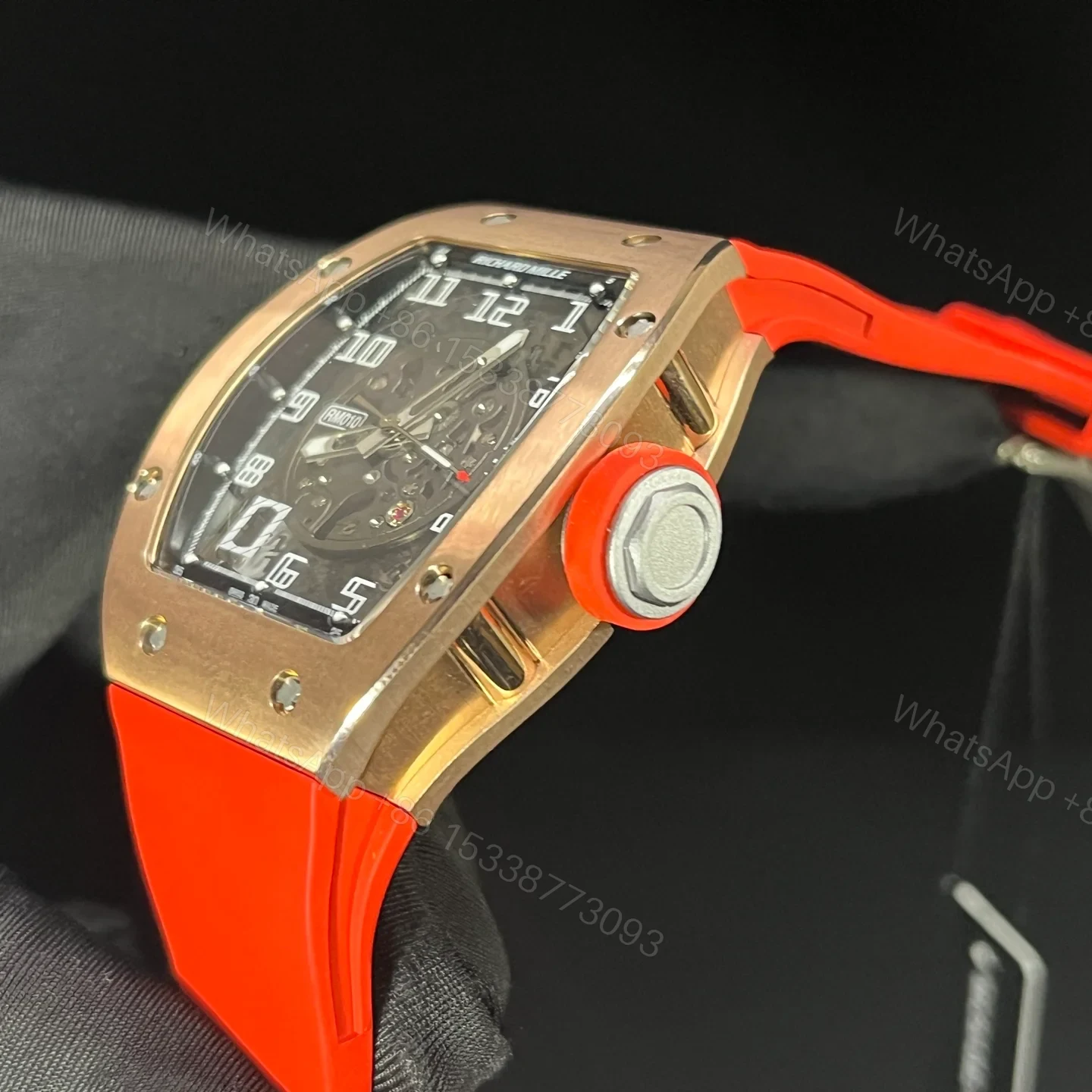 View 5 of Luxury Skeleton Automatic Red Strap Watch RM010-SKELETON-2026
